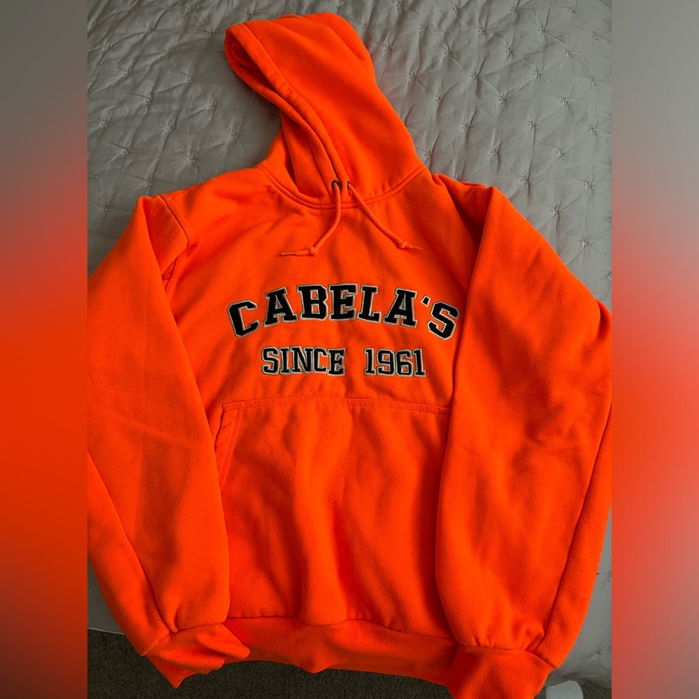 Cabela's unisex Orange Hoodie thermal lined Sweater